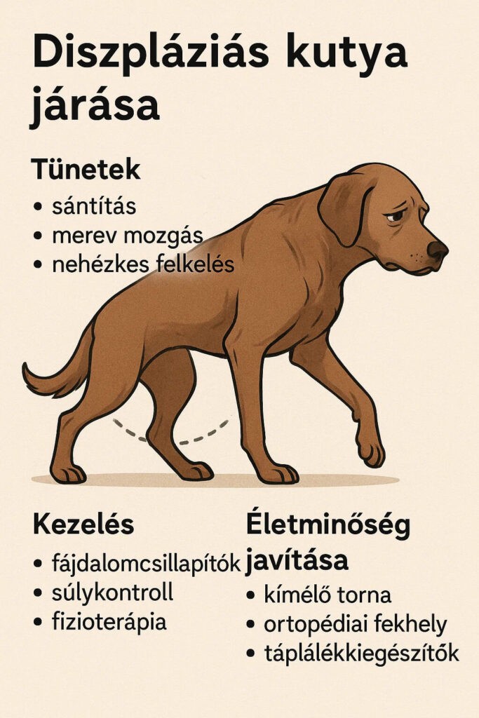 Diszpláziás kutya járása