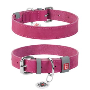 WAUDOG bőr kutya nyakörv – pink 6