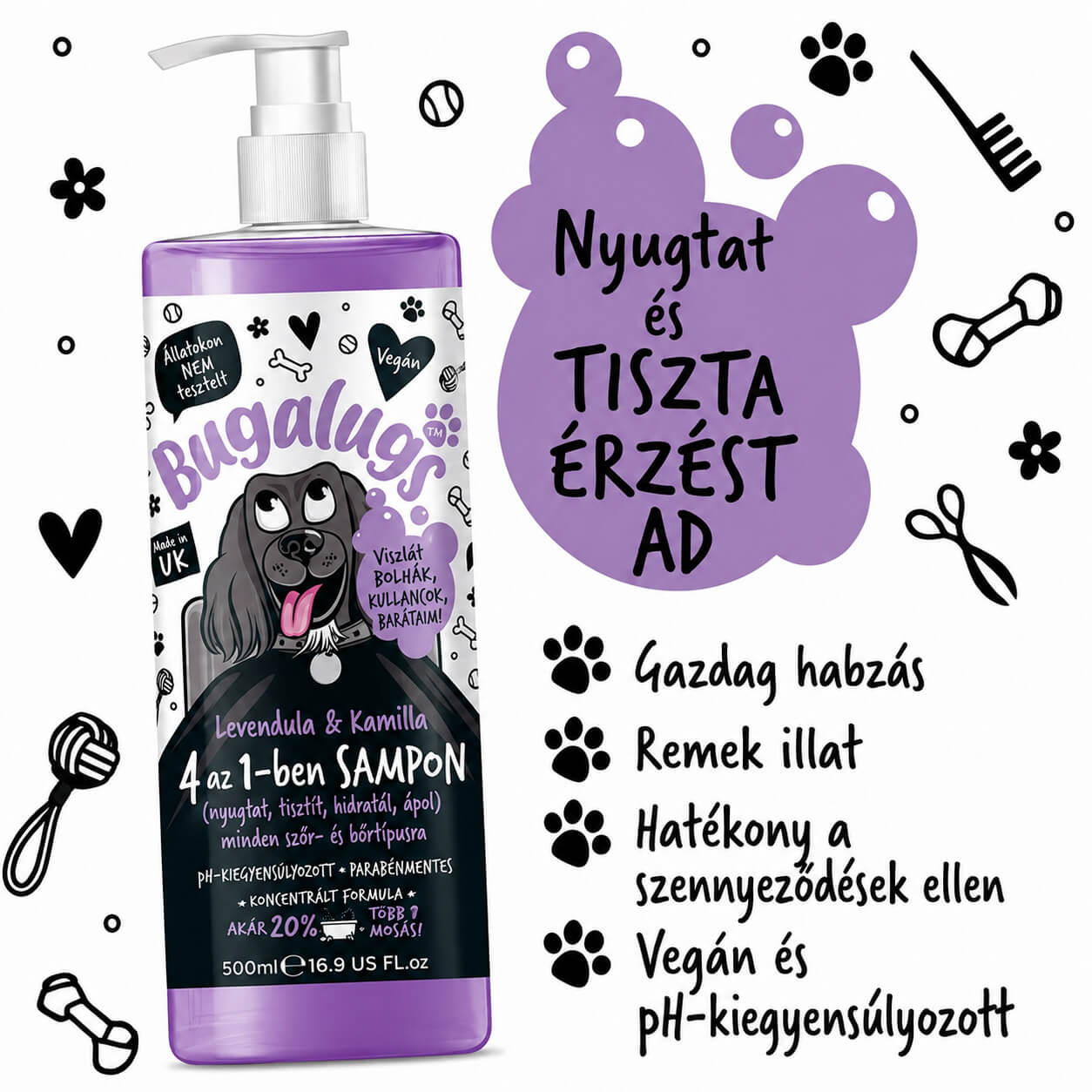 Bugalugs 4in1 sampon – nyugtató hatású