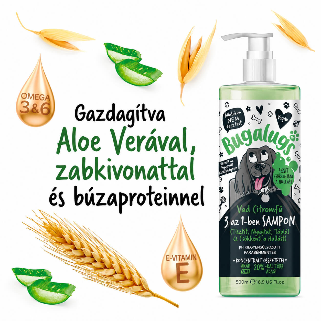 Bugalugs All in 1 sampon – szőrhullás kontroll