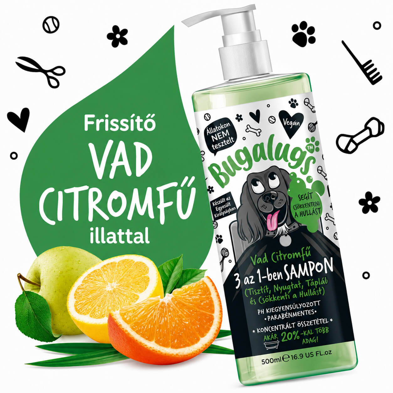 Bugalugs All in 1 sampon – szőrhullás kontroll