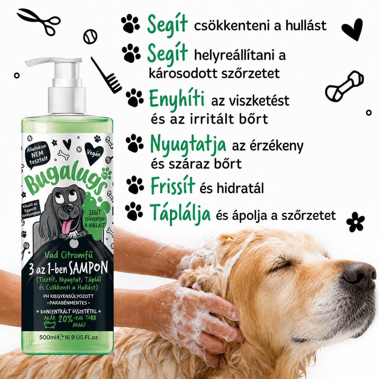 Bugalugs All in 1 sampon – szőrhullás kontroll