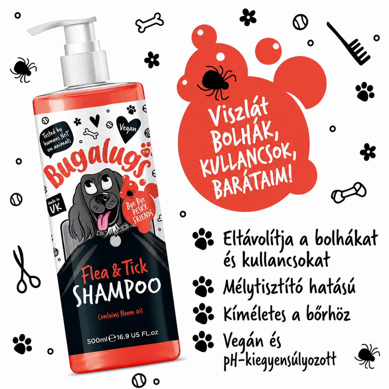 Bugalugs Flea&Tick sampon – bolha és kullancs ellen