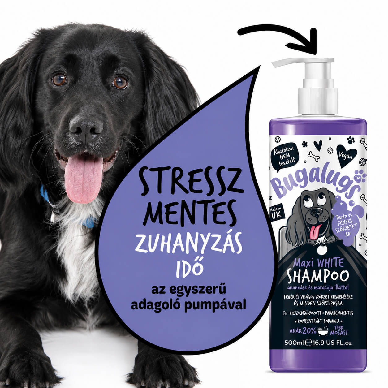 Bugalugs Maxi White Sampon – színélénkítő