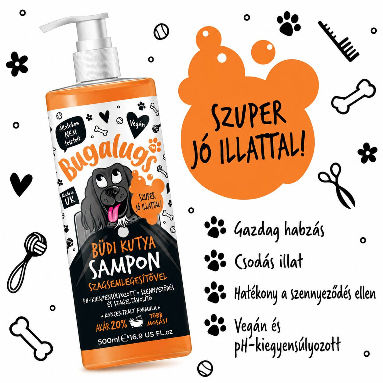 Bugalugs Stinky Dog Sampon – kellemetlen szagok ellen