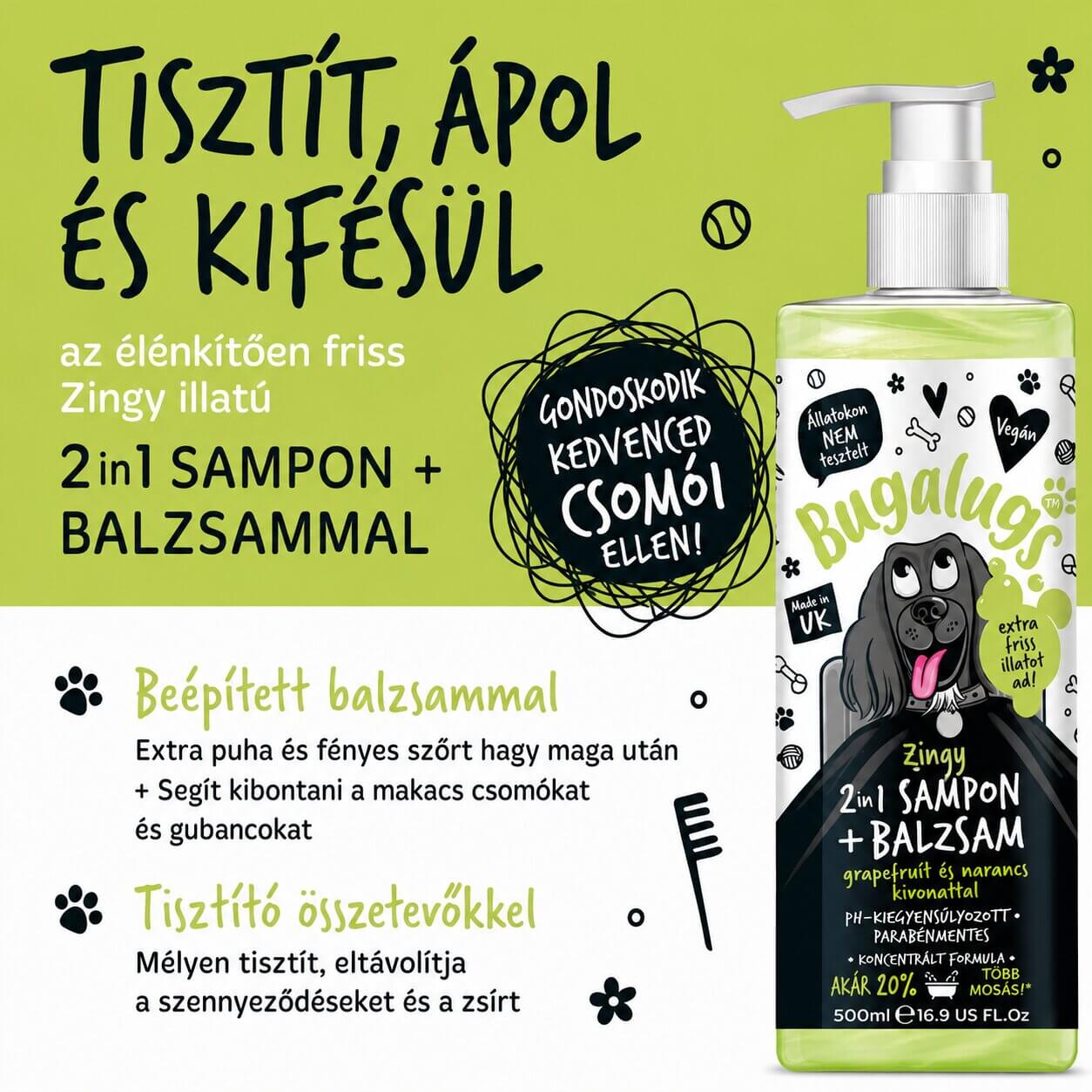 Bugalugs Zingy 2 in 1 Sampon és balzsam