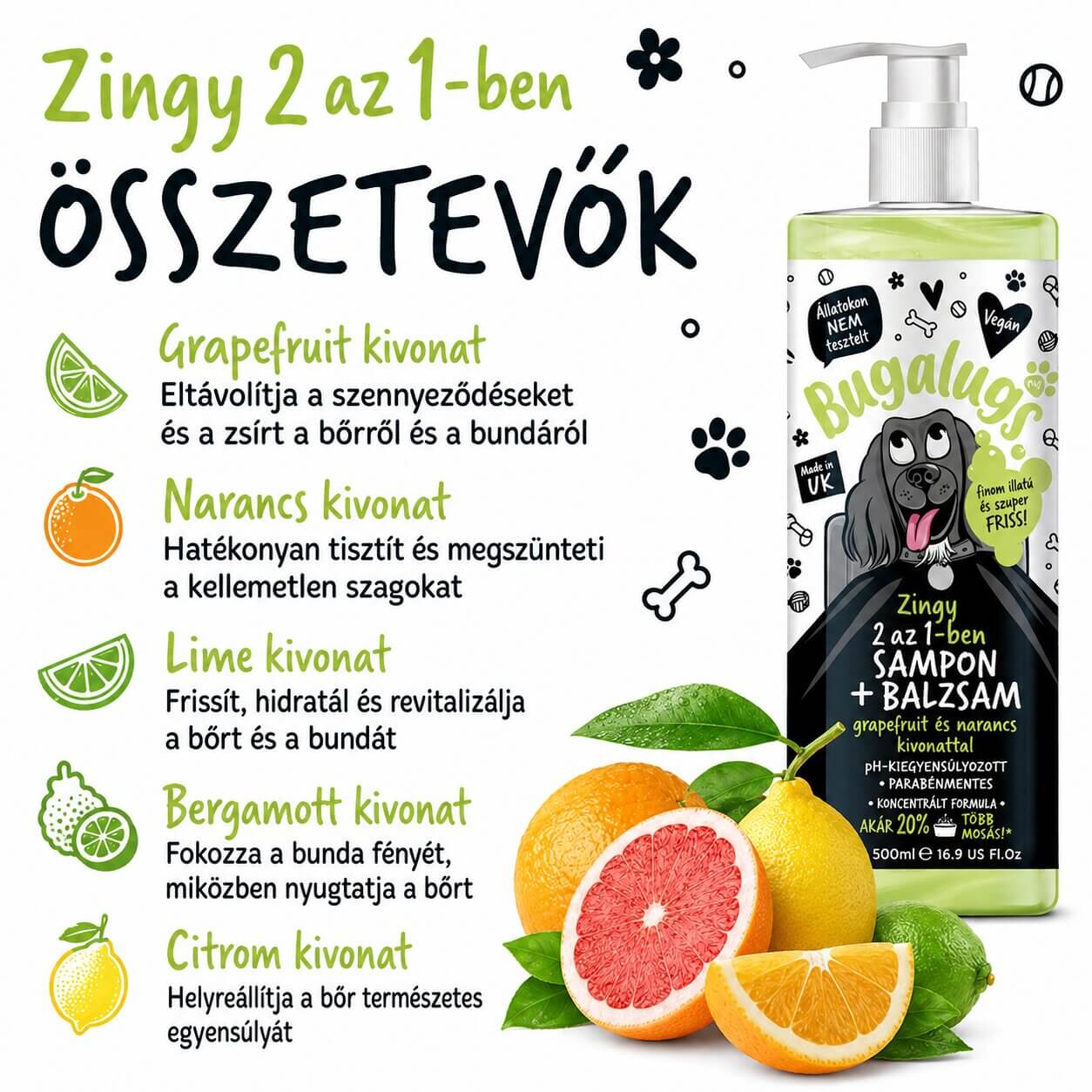 Bugalugs Zingy 2 in 1 Sampon és balzsam