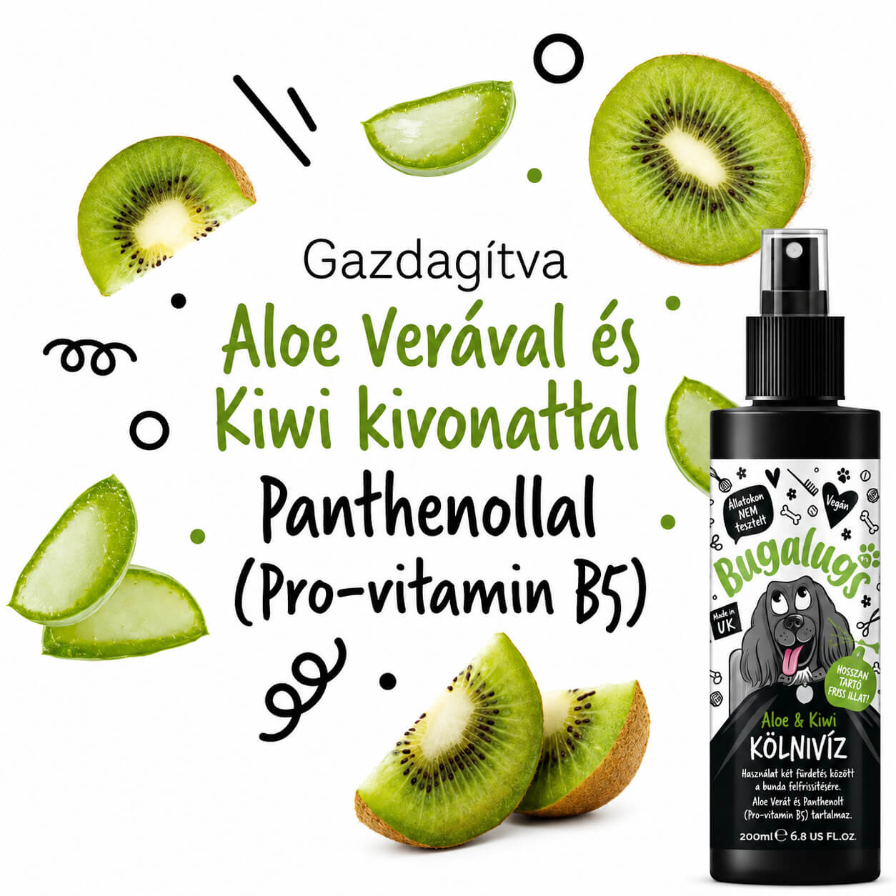 Bugalugs Aloe és Kiwi kutyaparfüm 200ml