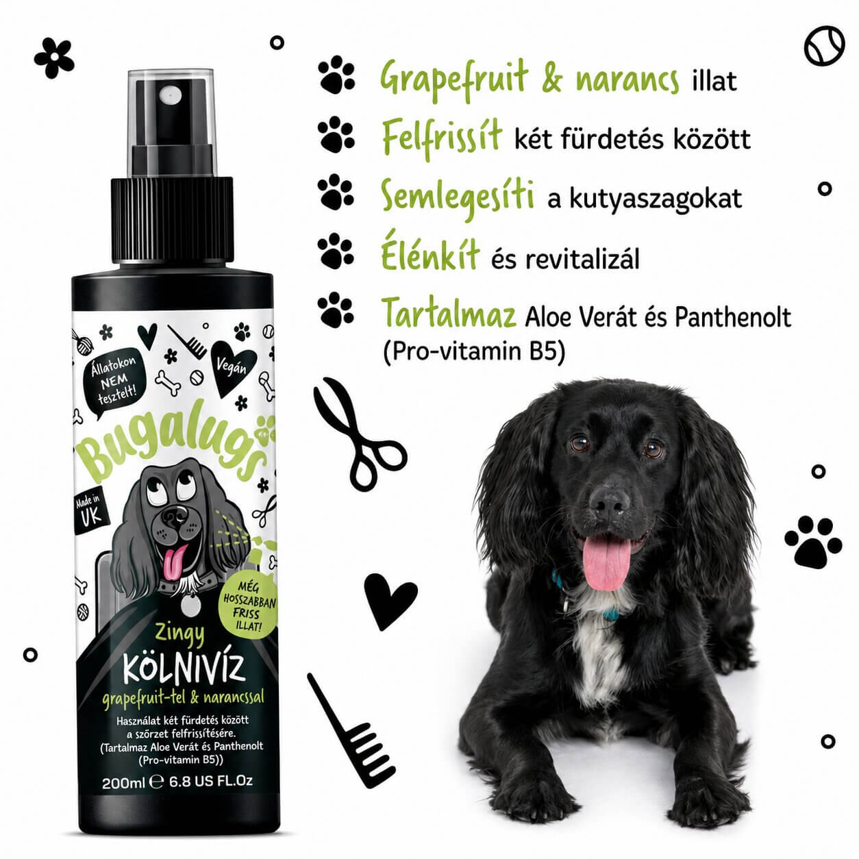 Bugalugs Zingy kutyaparfüm grapefruittal és naranccsal 200ml